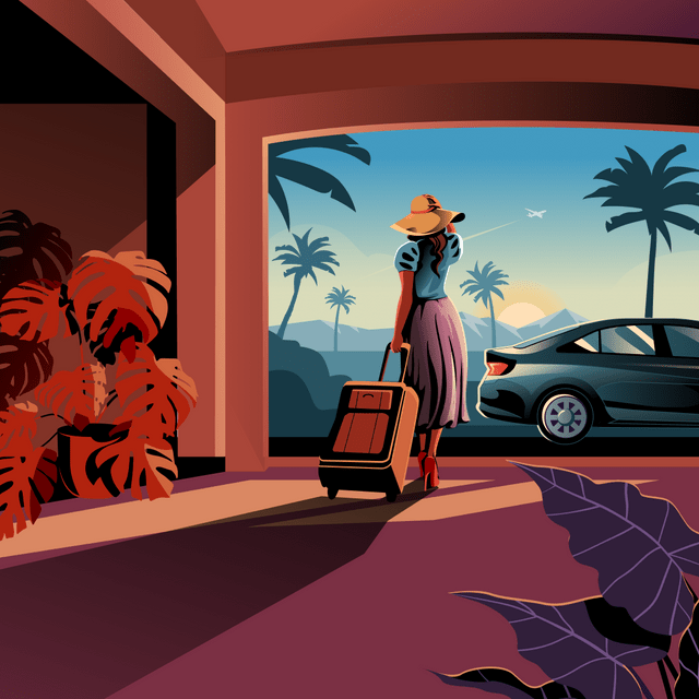 Illustration of a traveler and vehicle