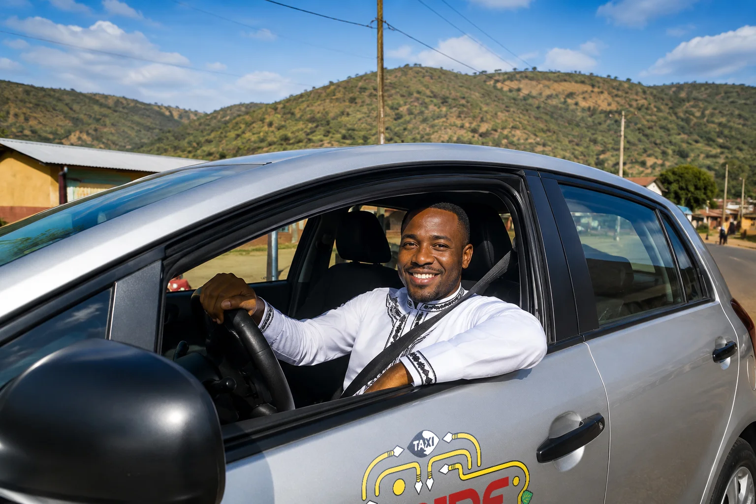 Spride taxi driver on scenic route supported by vehicle financing