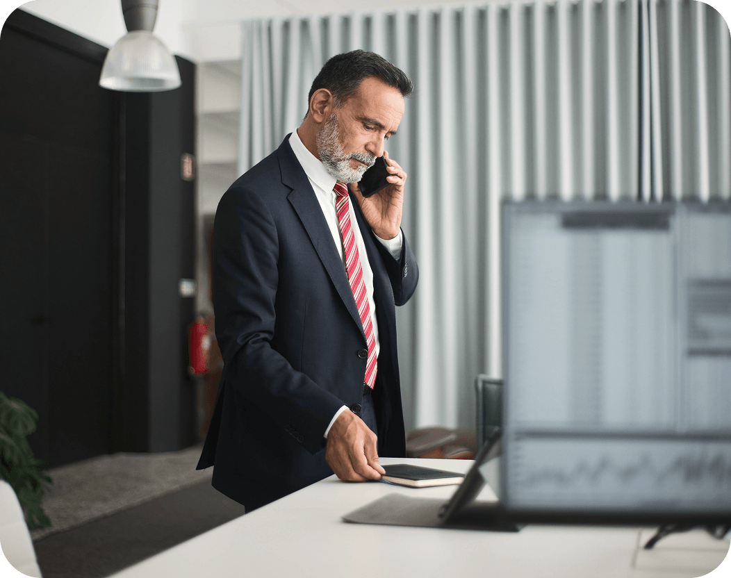 Business owner reviewing finance dashboard on a tablet